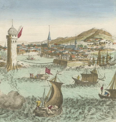 Hand-Colored Vue d’Optique of the Harbour of Havana, Cuba, circa 1770, close-up 1