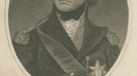 Horatio Nelson Portrait, Trafalgar Engraving, Naval Hero, 1819 London, close-up 2