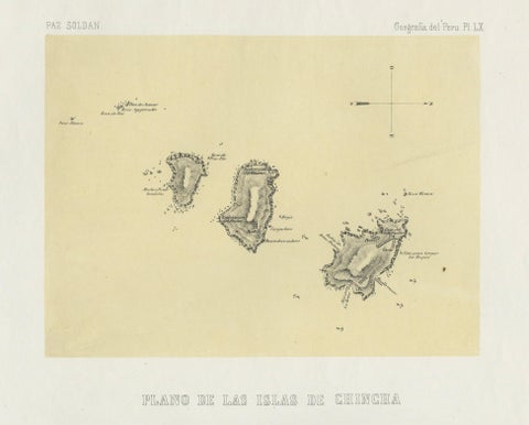 Chincha Islands Antique Lithograph 1865, Map & Coastal Scene, Peru, close-up 6