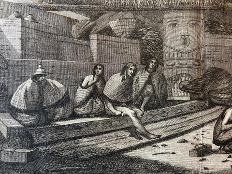 Interior of a Nootka House, Vancouver Island, Cook Voyage Engraving c.1795, view 3