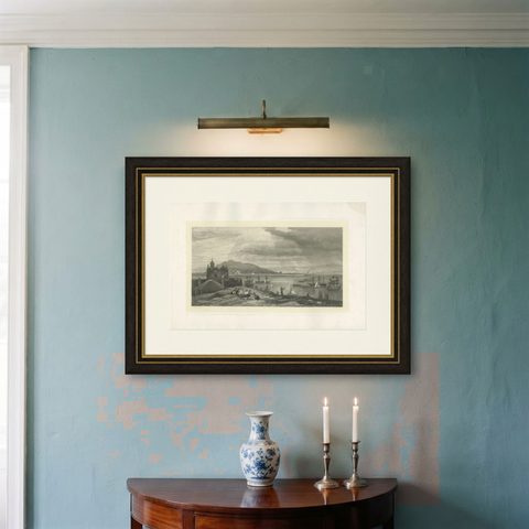 Antique Maritime Print with Various Vessels, circa 1860, shown framed on a wall