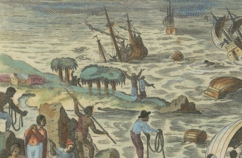 The Fury of the Azores: Shipwreck Disaster at Terceira, Engraved in circa 1610, close-up 3