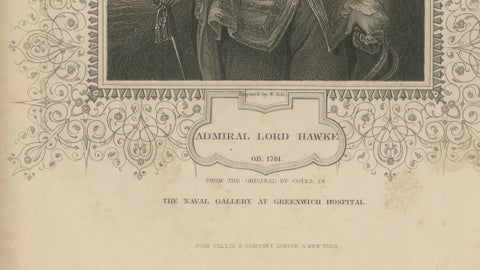 Antique Portrait Admiral Lord Hawke, British Naval Hero Engraving c.1850, close-up 5