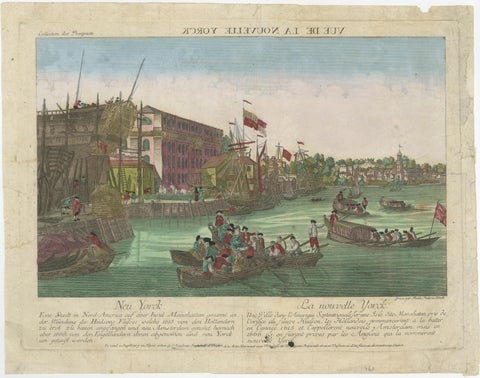Optical View of New York City Manhattan Harbor Hand-Colored Augsburg, ca.1775, view 2