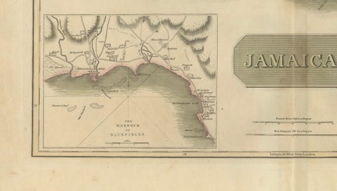 Jamaica Map by John Thomson, Kingston & Port Royal Harbors, c.1817, close-up 4