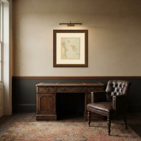 Map of Polillo Islands and Eastern Luzon Coast, Observatorio de Manila, 1899, shown framed in a room