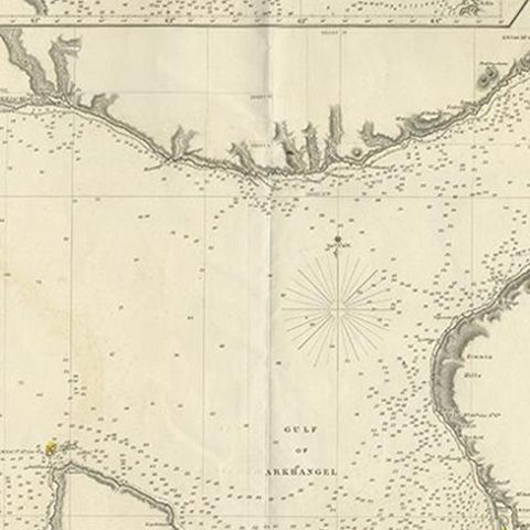 Large Antique Chart of The White Sea, Russa 1854, close-up 2