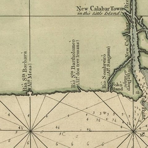 Authentic Map of the Coast from Cape Formosa to the Dony River, Africa, 1732, close-up 3