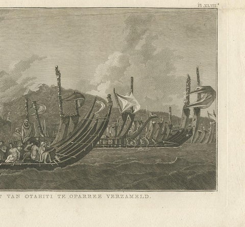 Antique Print of the Fleet of Proas of Tahiti by Cook, 1803, view 4