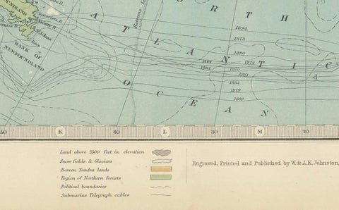 Vintage North Polar Chart, Greenland & Arctic Exploration Routes, 1903, close-up 4