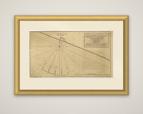 Navigational Chart of Mexico's Coast, with Acapulco and Port Marquis, 1748, shown framed