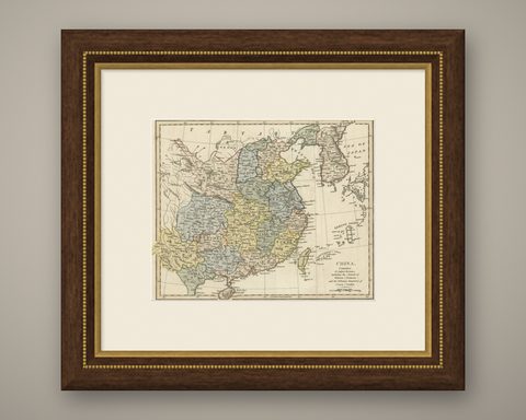 Original Old China Map, From Korea and the Sea of Japan to Teypin Island, 1803, shown framed