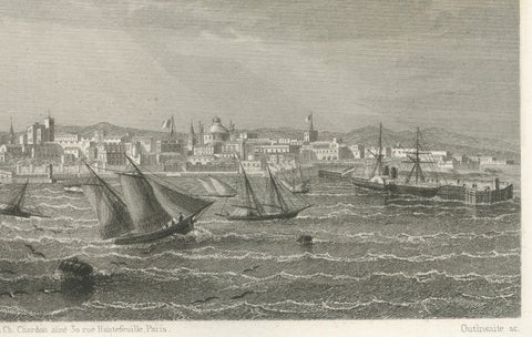 Antique Engraving of Buenos Aires, City and Harbor View, 1867, close-up 3