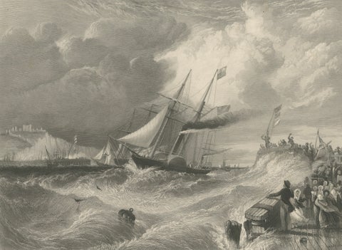 Prince Albert Landing at Dover, Royal Maritime Engraving, c.1840, close-up 1
