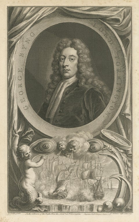Antique Portrait of Fleet Admiral of George Byng, 1st Viscount Torrington, 1750, view 3