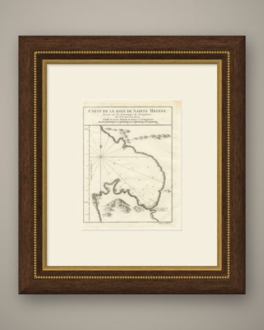 Bay of Saint Helena: French Naval Chart by N.B. Ingénieur de la Marine, ca.1770, shown framed