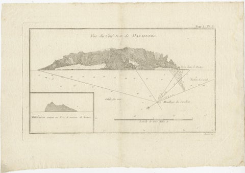 Antique Map of the Northwest Coast of Masafuera Island or Selkirk Island, view 2