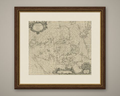 Nautical Chart of Skagerrak and Øresund by Johannes van Keulen, 1680, shown framed