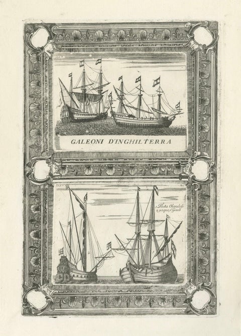Dutch Inland Sailing Boats, Amsterdam–Haarlem & Delft–Rotterdam, Coronelli 1690, close-up 1