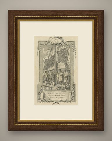 1778 Engraving: Captain Cook's Second Voyage, Meeting the Tahitians, shown framed