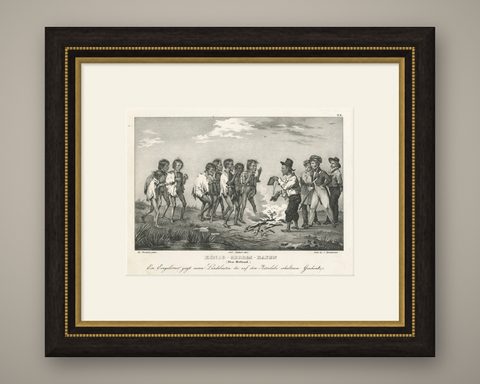 Sharing Astrolabe Gifts at King George's Harbour, New Holland (Australia), 1836, shown framed
