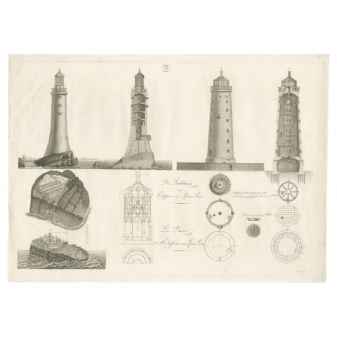 Lighthouse Architecture & Engineering Engravings, Set of 3, c. 1800