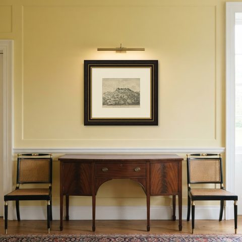 Antique Print of Gibraltar Showing the Spanish and English Fleet, 1782, shown framed in a room