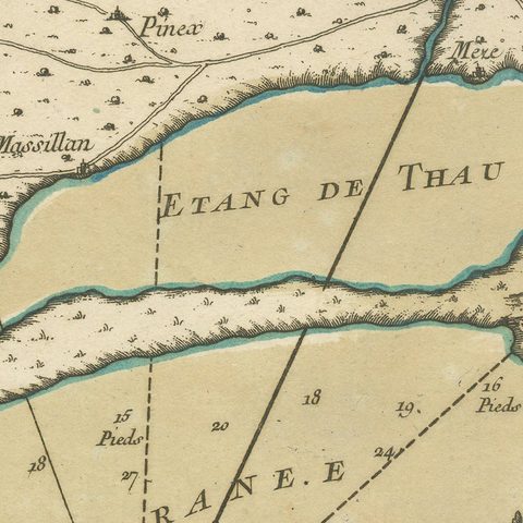 Antique Map of the Languedoc Coast between Agde and Sète 'Cette', France, close-up 2