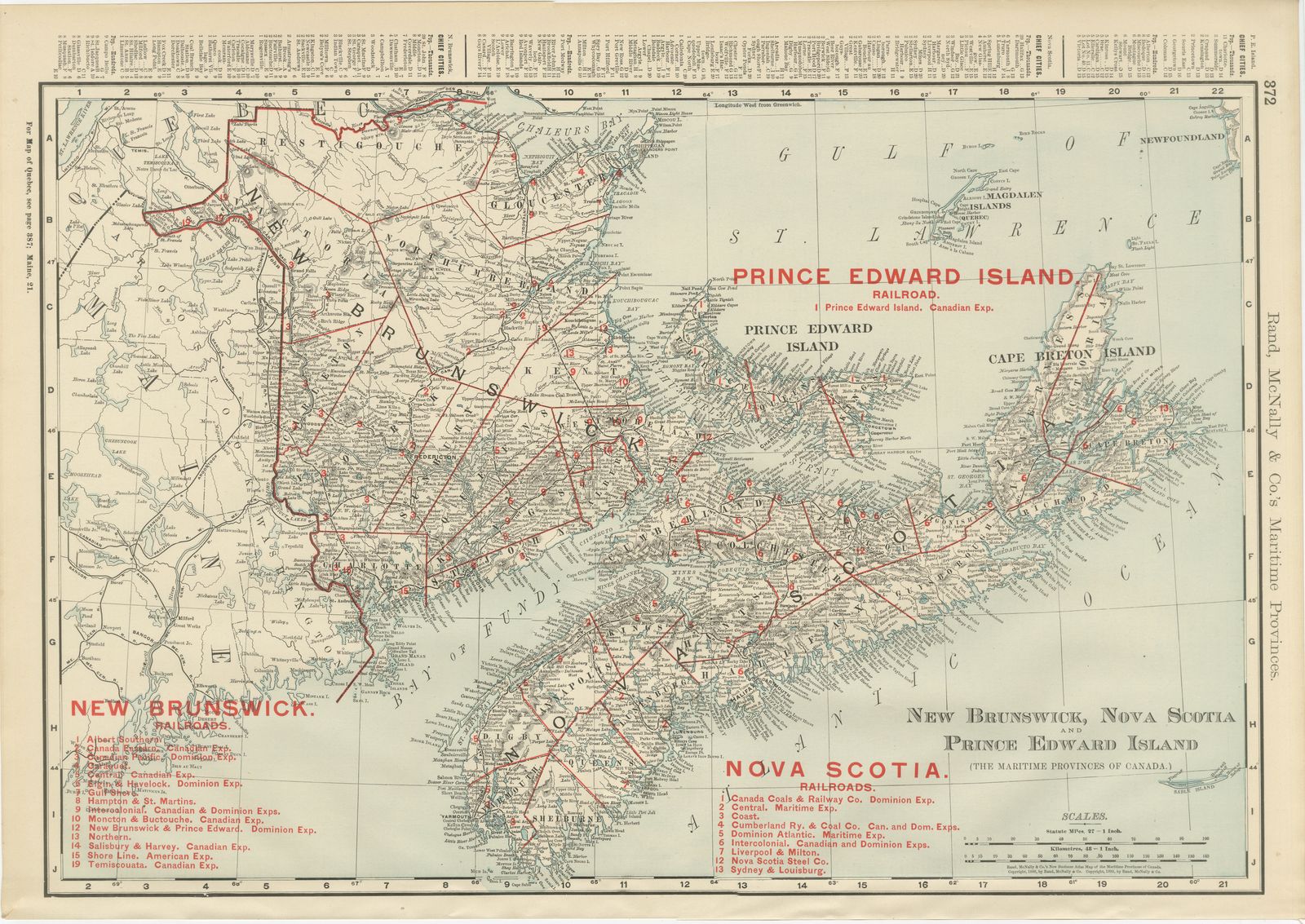 Antique Maritimes Map, New Brunswick, Nova Scotia and Prince Edward Island, 1899