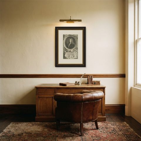 Antique Portrait of Fleet Admiral of George Byng, 1st Viscount Torrington, 1750, shown framed in a room