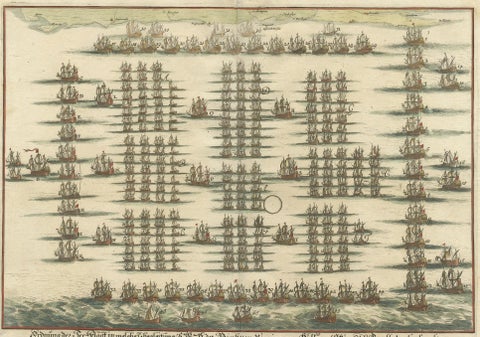 Antique Print of the Fleet of William III of Orange by Merian 'c.1700', view 2