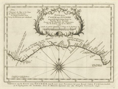 Antique Map of the Coast of Guinea from, Cape Apollonia to the Volta River, close-up 1