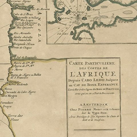 Old Map of the Namibia and South Africa Coasts & Inset of Saldanha Bay, ca.1700, close-up 2