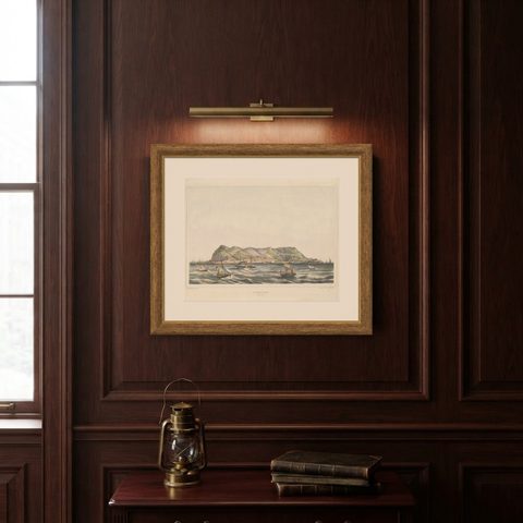Antique Print of the North Coast of Gibraltar by F. Appel 'c.1890', shown framed on a wall