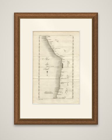 Antique Map of the Coast of Peru and Chile, Detailing Ports & Coastlines, c1760, shown framed