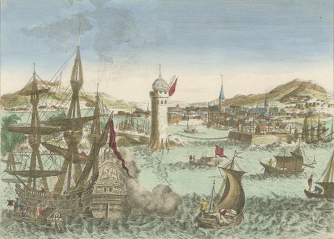 Hand-Colored Vue d’Optique of the Harbour of Havana, Cuba, circa 1770, close-up 3
