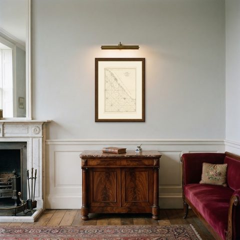 Antique Coastal Map of Sumatra by De La Haye, circa 1780, shown framed in a room