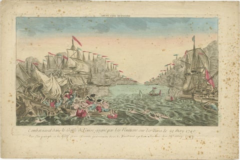 Venetian Naval Battle Print, Rare Optical Vue of Venice versus Turks, c.1770, view 2