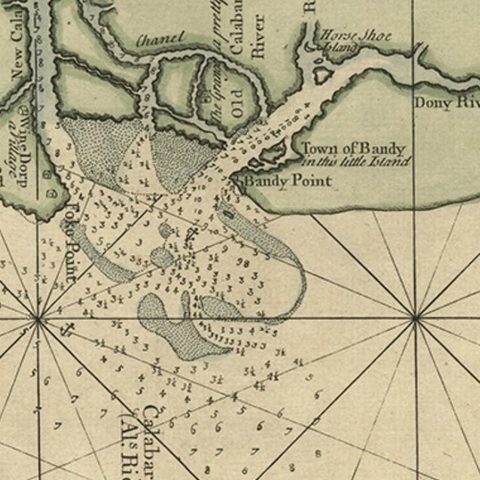 Authentic Map of the Coast from Cape Formosa to the Dony River, Africa, 1732, close-up 2