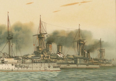 German Navy Training Squadron: with SMS Victoria Louise and More, 1903, close-up 1