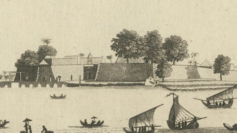 Antique View of Batavia Port Jakarta, Dutch VOC Fortifications 1778, close-up 3