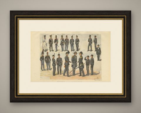 Midshipmen, Cadets and Instructors of the Dutch Navy '1808-1898', ca.1900, shown framed