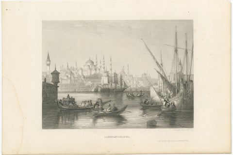 Constantinople Harbor View with Ottoman Boats by Rouargue Frères, c.1860, view 2