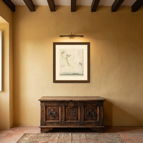 Map of the Vietnamese Coast, Centered on Turon Harbor 'Da Nang Area', 1796, shown framed in a room