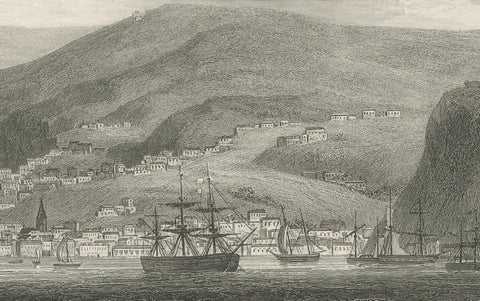 Rare Antique Engraving, Havana, Cuba, Harbor and City Landscape, 1867, close-up 3