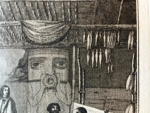 Interior of a Nootka House, Vancouver Island, Cook Voyage Engraving c.1795, view 6