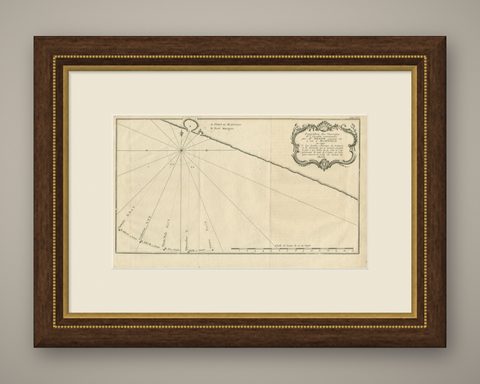 Antique Map of the Coast of Acapulco by Anson, c.1740, shown framed