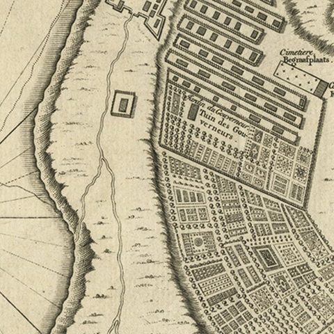 Antique Plan of Fort Dauphin on Madagascar of the East Coast of Africa, 1756, close-up 2