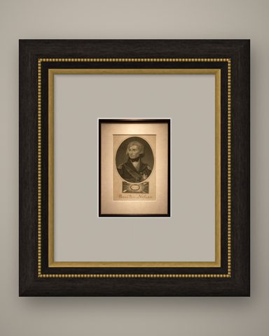 Horatio Nelson Portrait, Trafalgar Engraving, Naval Hero, 1819 London, shown framed
