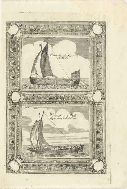 English Galleons & Dutch Vessels, Naval Ship Engravings, Coronelli 1690, view 2